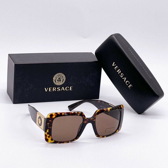 New Versace Women's Square Havana Sunglasses - Picture 4 of 10